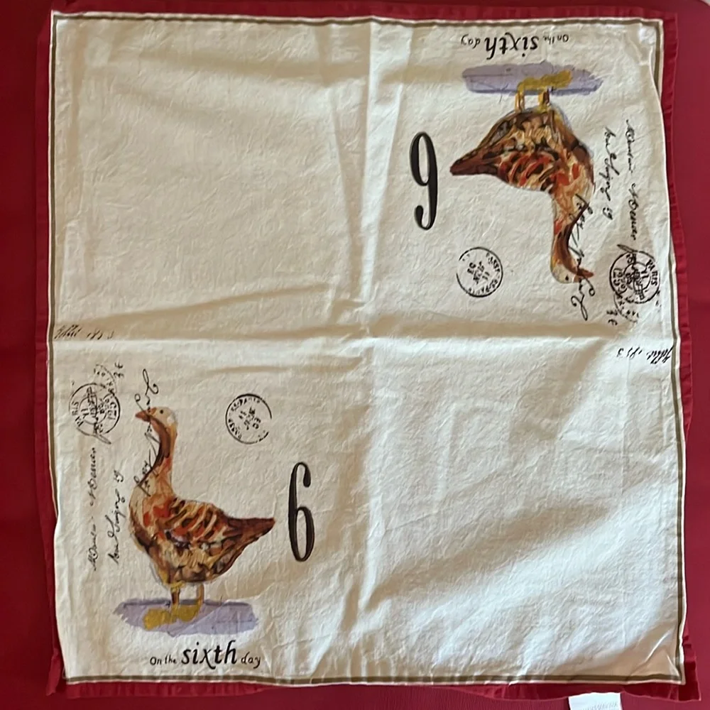 WILLIAMS-SONOMA 12 Days of Christmas cotton napkins